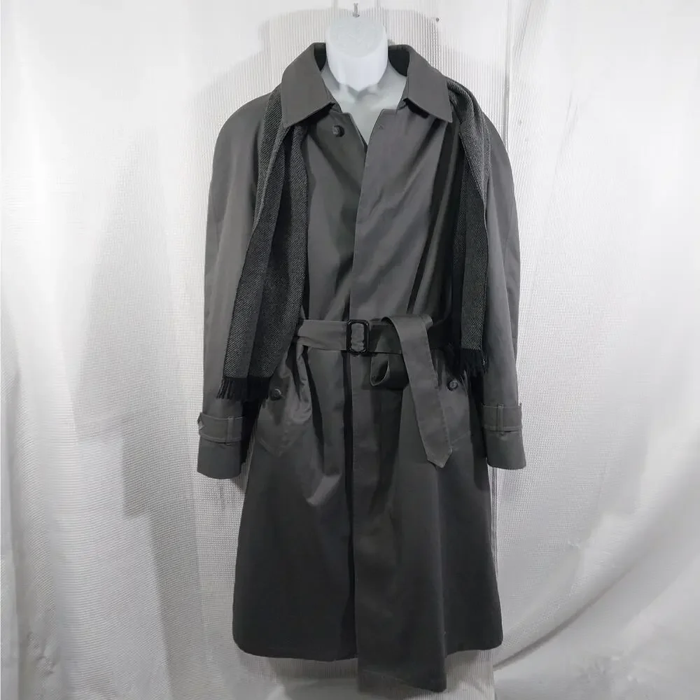 NWOT! LONDON FOG! DOVE GRAY FULL LENGTH THERMAL TRENCH COAT, BELTED! SZ 46R